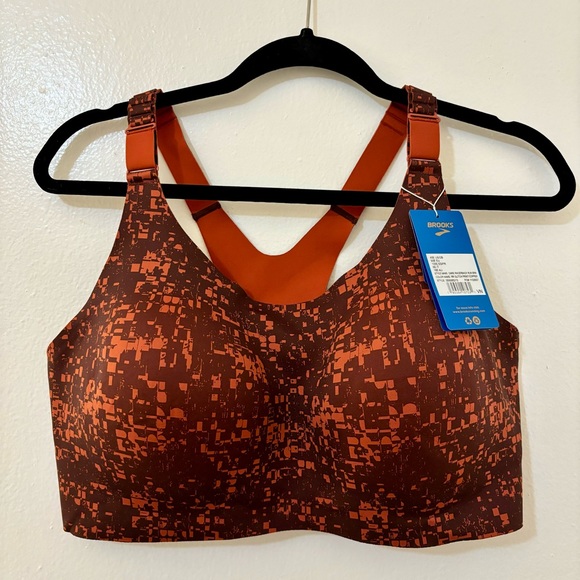 NWT Brooks Seamless Racerback Run Bra Size 40E | Glitch Print/Copper | 350085213 - Picture 5 of 9
